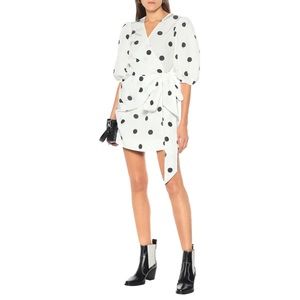 GANNI Polka Dot Mini Wrap Dress
